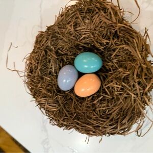 Decorative Bird Nest with Colorful wooden Eggs